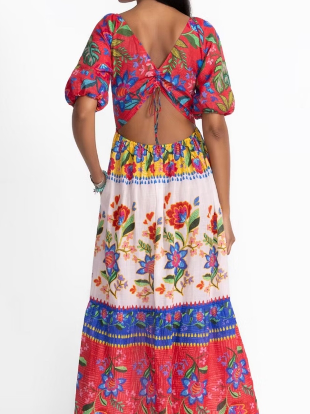 Johnny Was Roumba Colorblocked Maxi Dress Xs Floral Motif